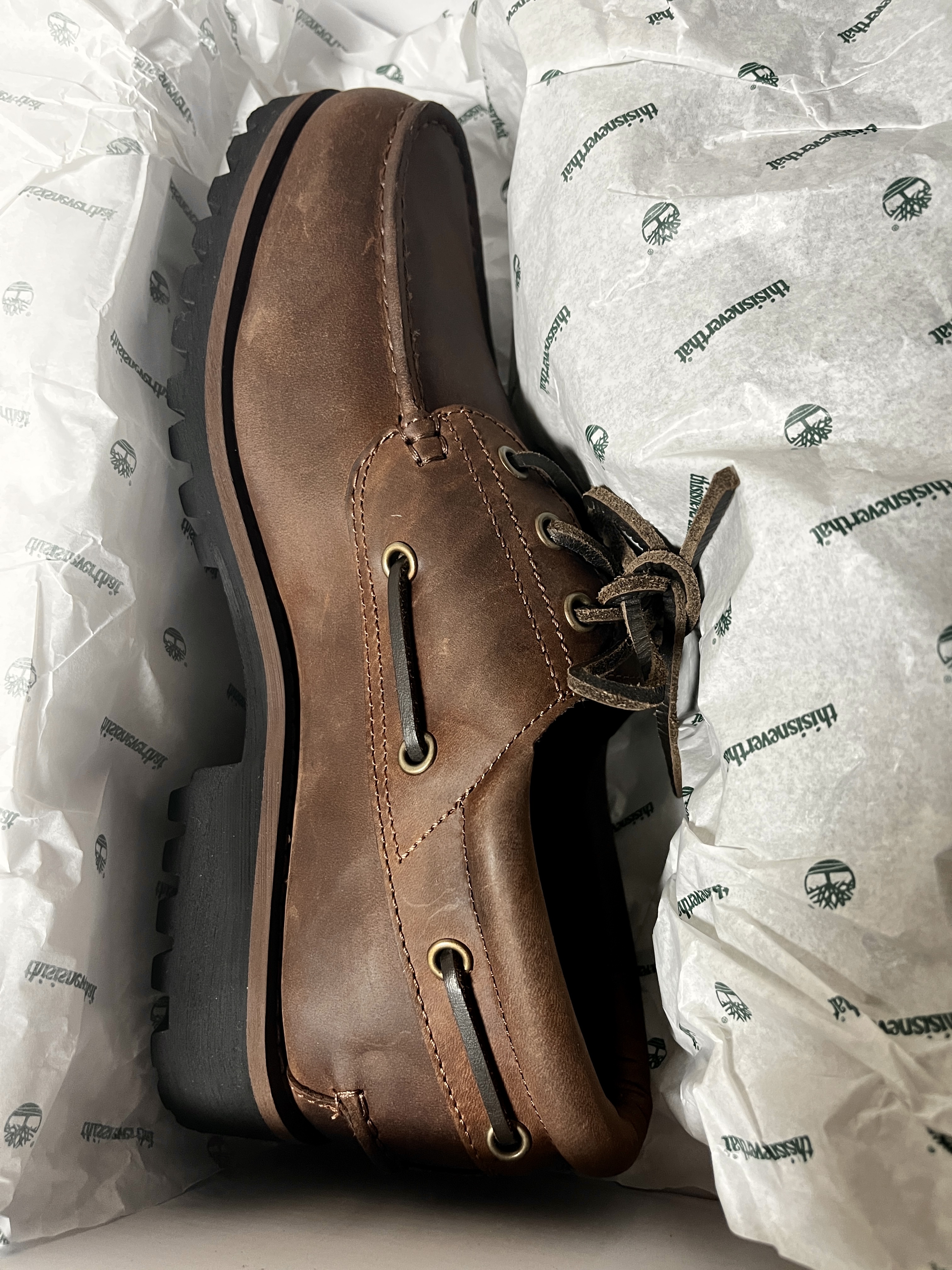 Timberland x Thisisneverthat 3-Eye Authentic Boat Shoes Brown - Wide 착용 스타일 - 1