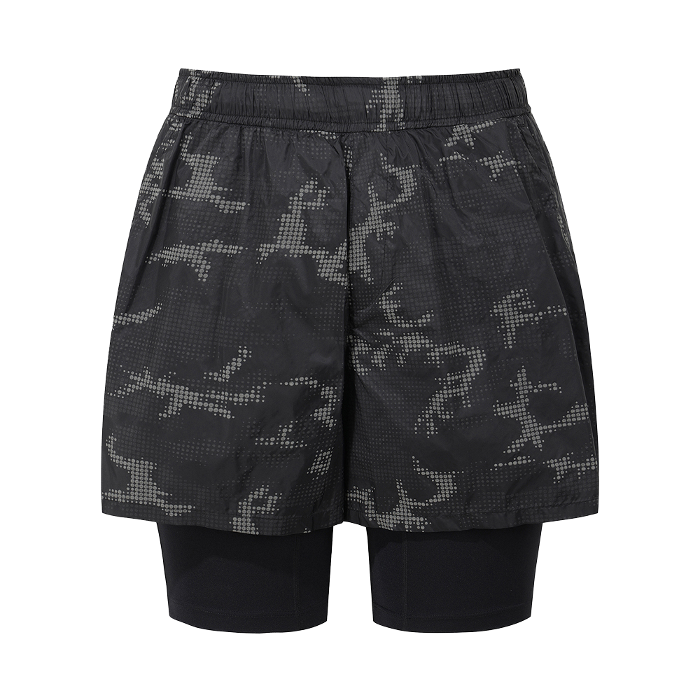 H11E3PS101 HYDROGEN Men's Active 2IN1 Shorts Black