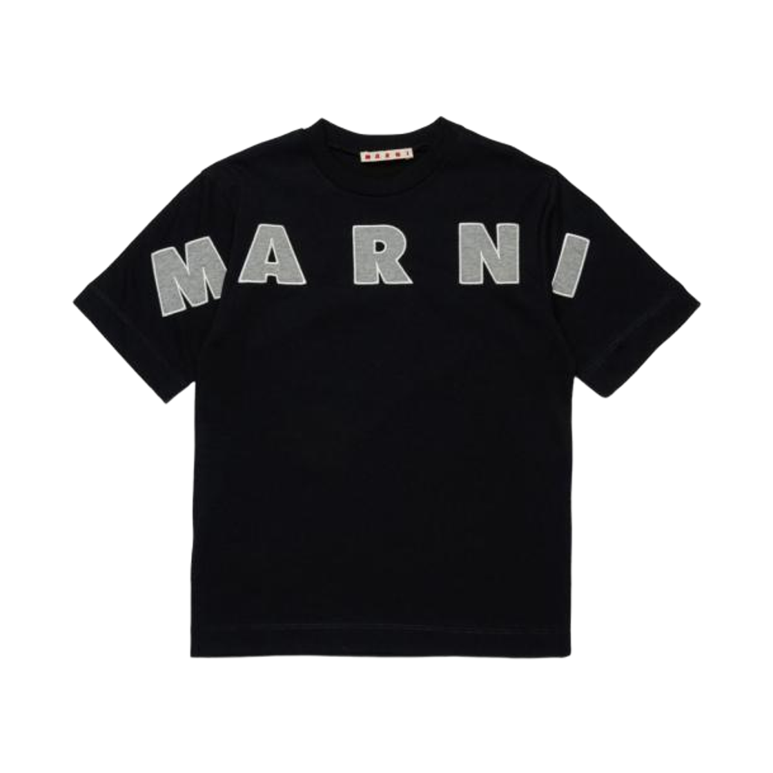 (키즈) 마르니 자수 로고 티셔츠 블랙((Kids) Marni T-Shirt with Embroidered Logo Black)