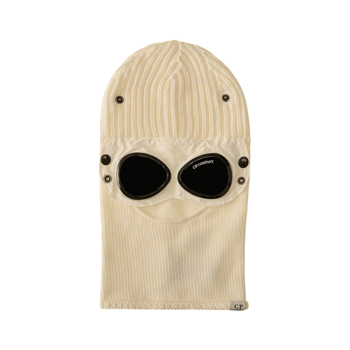 RFCMAC740A005509A103 C.P. Company Extrafine Merino Wool Goggle Balaclava Gauze White