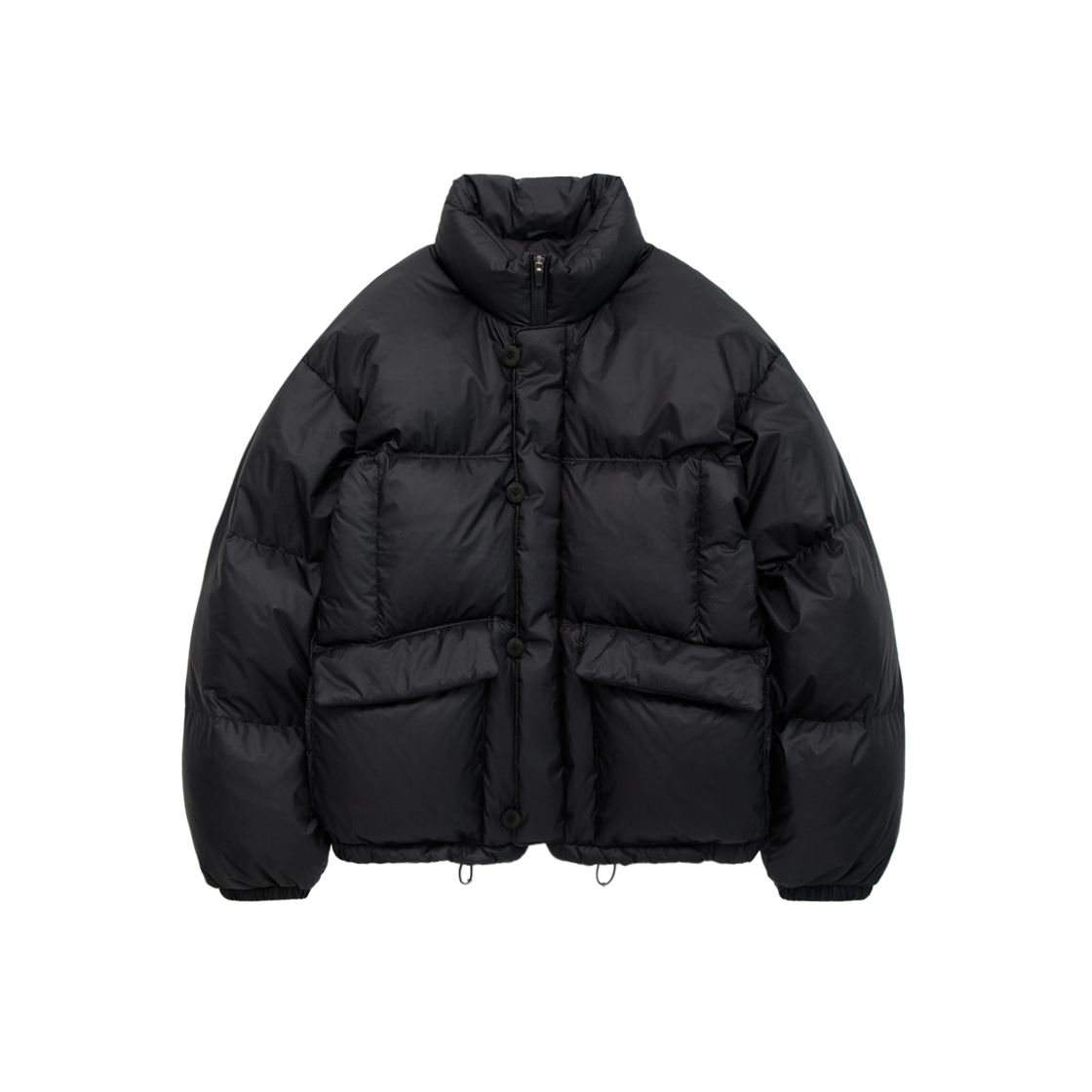 폴리테루 버튼 푸퍼 자켓 블랙(Polyteru Button Puffer Jacket Black)
