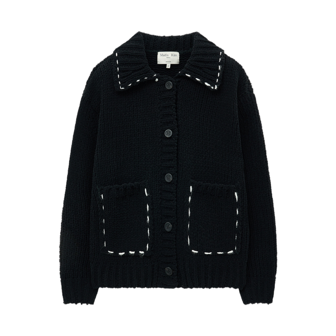 마뗑킴 핸드메이드 칼라 니트 가디건 블랙(Matin Kim Handmade Collar Knit Cardigan In Black) - 1