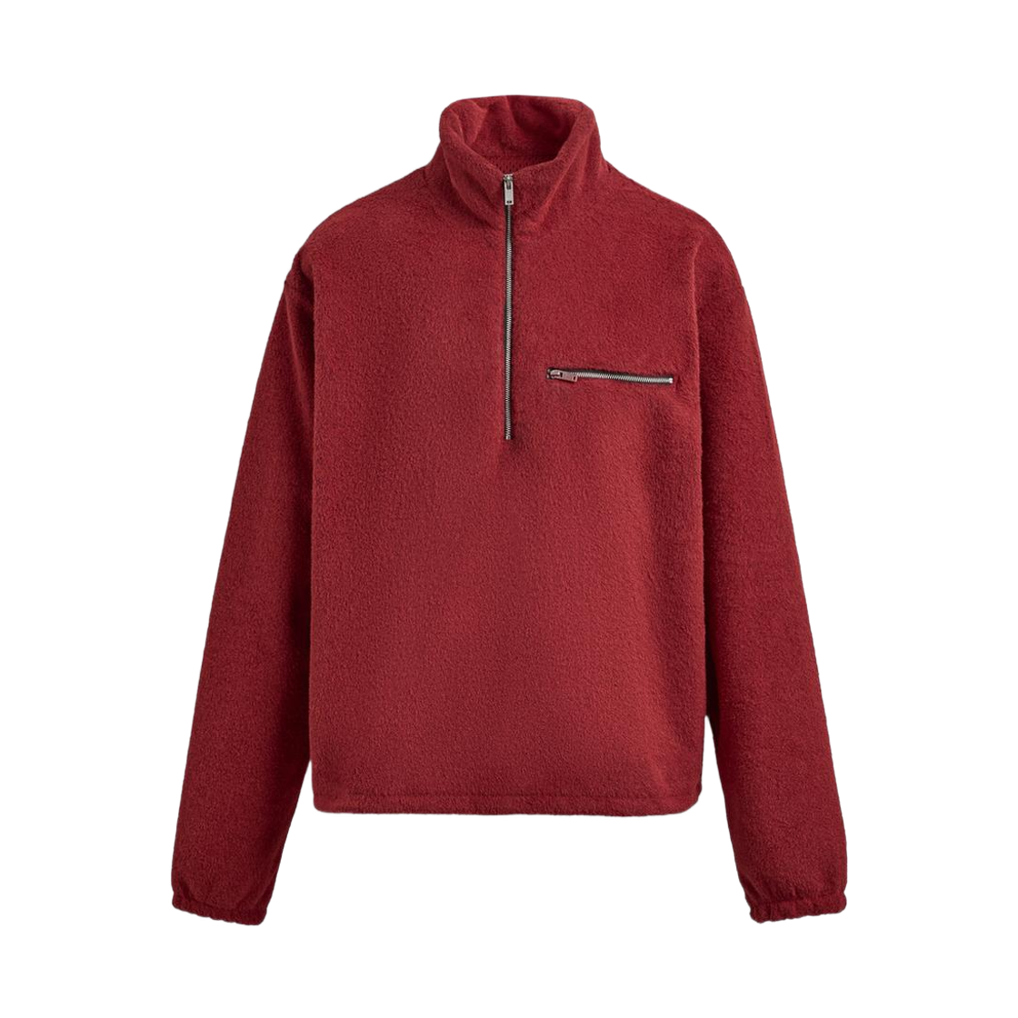 자라 지퍼 칼라 플리스 스웨트셔츠 브라이트 레드(Zara Zipper Collar Fleece Sweatshirt Bright Red)