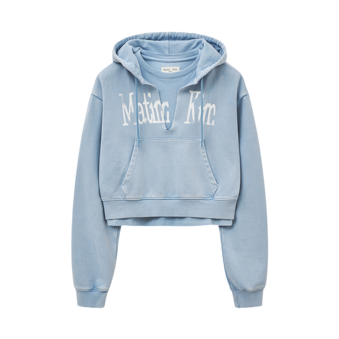 MK259OTS083MSK (W) Matin Kim Washed Layered Crop Hoody In Sky