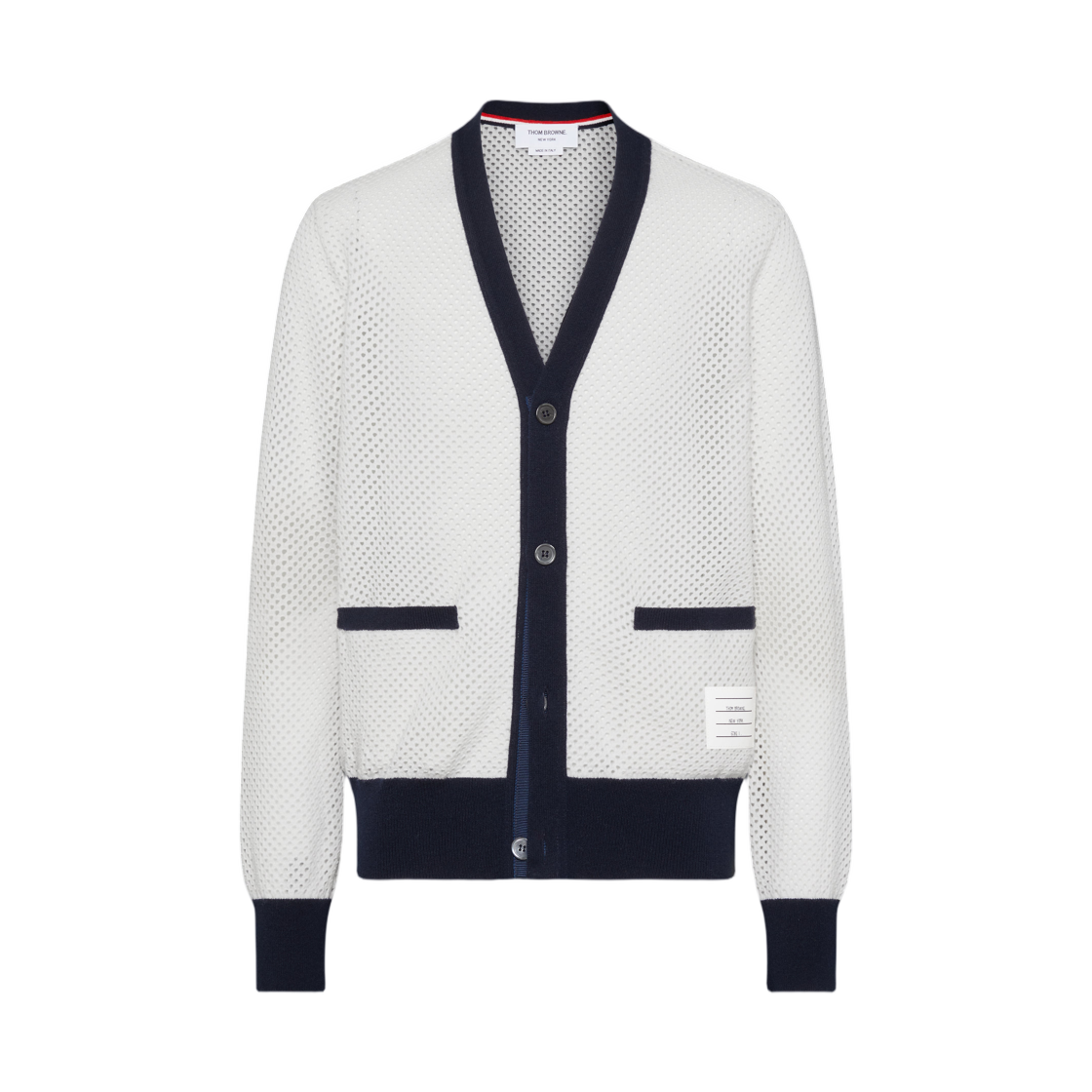 톰브라운 메쉬 캐시미어 가디건 화이트(Thom Browne Mesh Cashmere Cardigan White) - 1