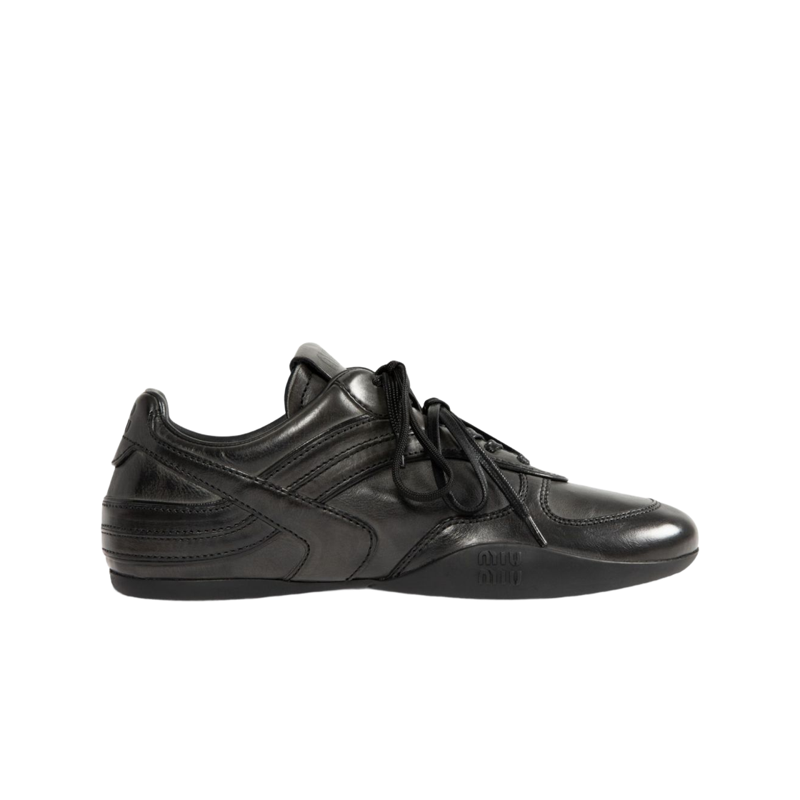 5E428E-537-F0002 (W) Miu Miu Donna Leather Sneakers Black