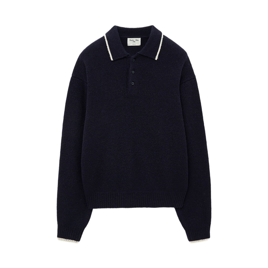 MK259OPO525HDV Matin Kim Back Logo Collar Knit Top In Dark Navy