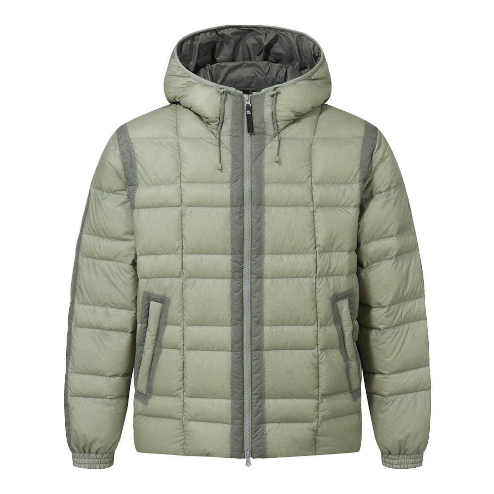 하이드로겐 남성 다크페더 후드 경량 구스다운 자켓 카키