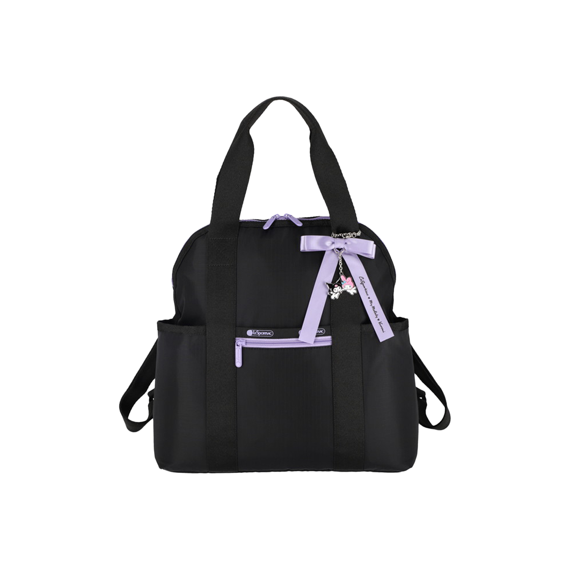 레스포색 마이멜로디 쿠로미 보우 더블 트러블 백팩(Lesportsac My Melody Kuromi Bow Double Trouble Backpack)