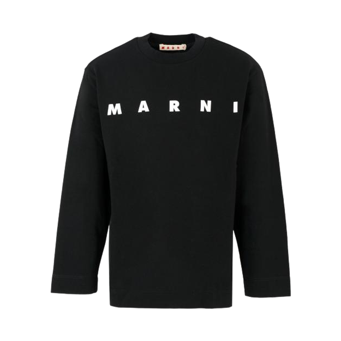 (키즈) 마르니 마르니 프린트 코튼 롱슬리브 티셔츠 블랙((Kids) Marni Cotton Long Sleeve T-Shirt with Marni Print Black)