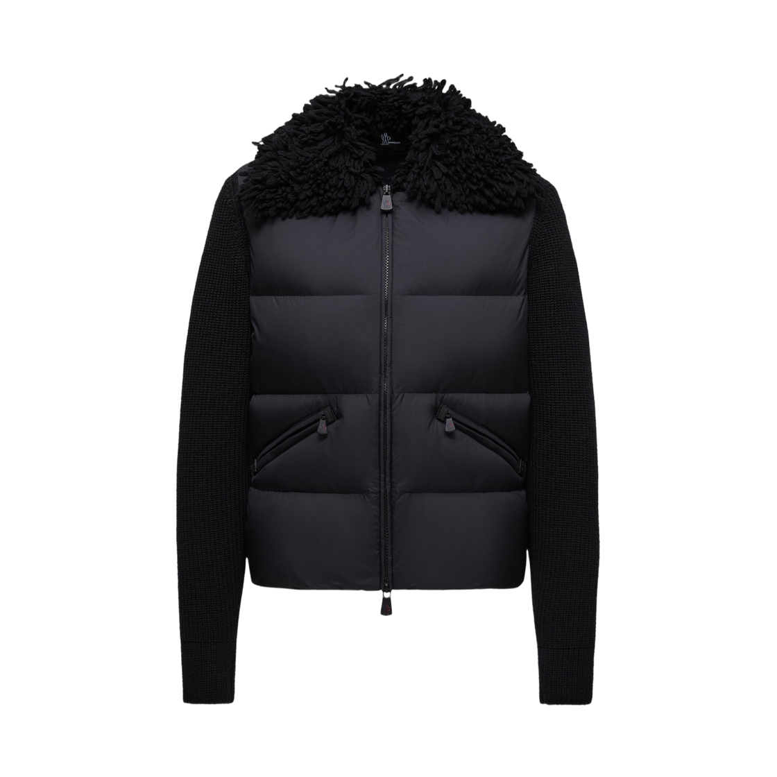 (W) 몽클레르 패딩 울 집업 가디건 블랙 - 25FW((W) Moncler Padded Wool Zip-Up Cardigan Black - 25FW) - 1