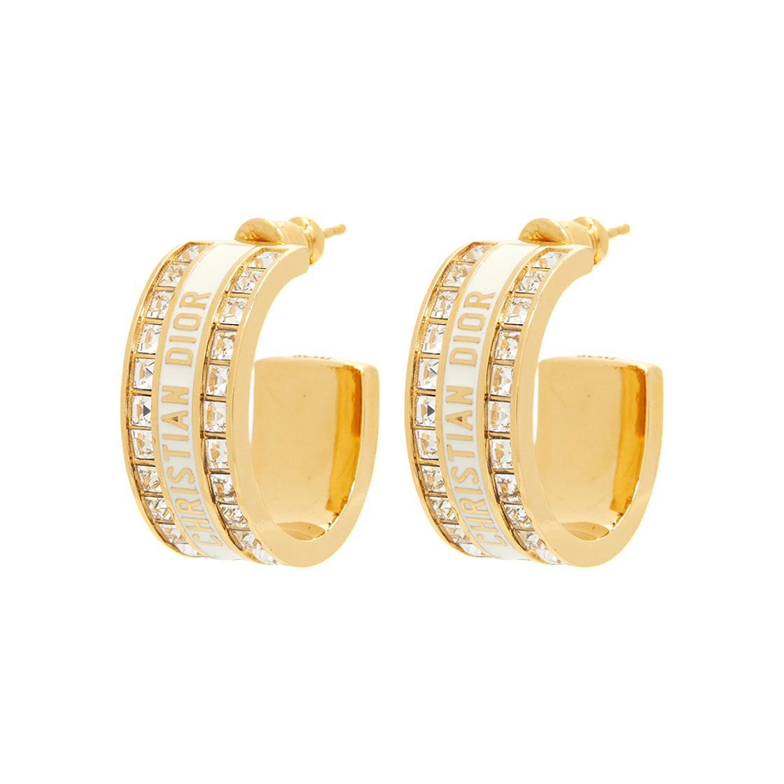 (W) 디올 나이트 코드 후프 이어링 골드((W) Dior Night Code Hoop Earring Gold) - 1