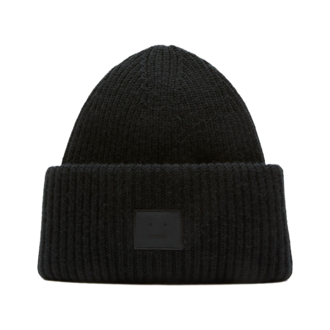 C40448-900 Acne Studios Large Face Logo Beanie Yak Black