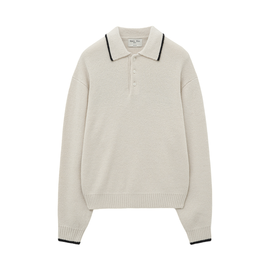 MK259OPO525HIV Matin Kim Back Logo Collar Knit Top In Ivory