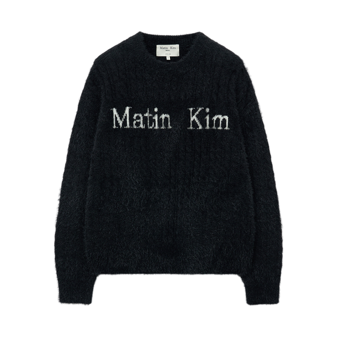 MK259OPO035MBB (W) Matin Kim Hairy Cable Knit Pullover In Black