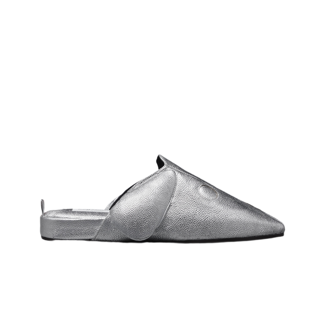 MFL073B-00198-045 Thom Browne Silver Hector Pebble Grain Slippers Silver