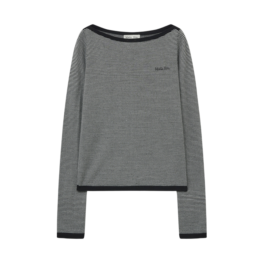 MK259OPO037MBB (W) Matin Kim Essential Boat Neck Knit Top In Black