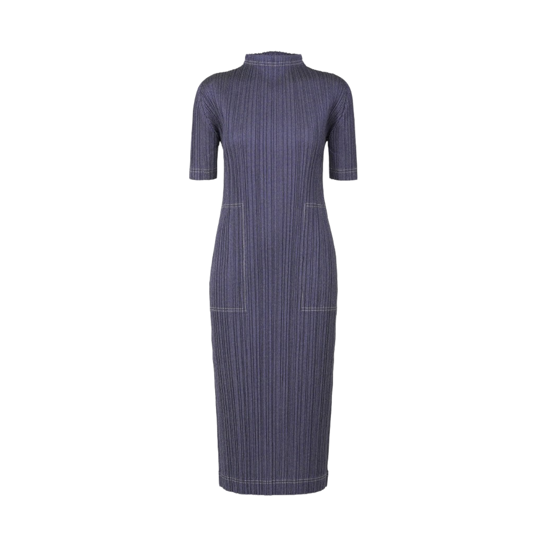 PP58-JH244-72 (W) Pleats Please Issey Miyake Cotton Denim Dress Blue