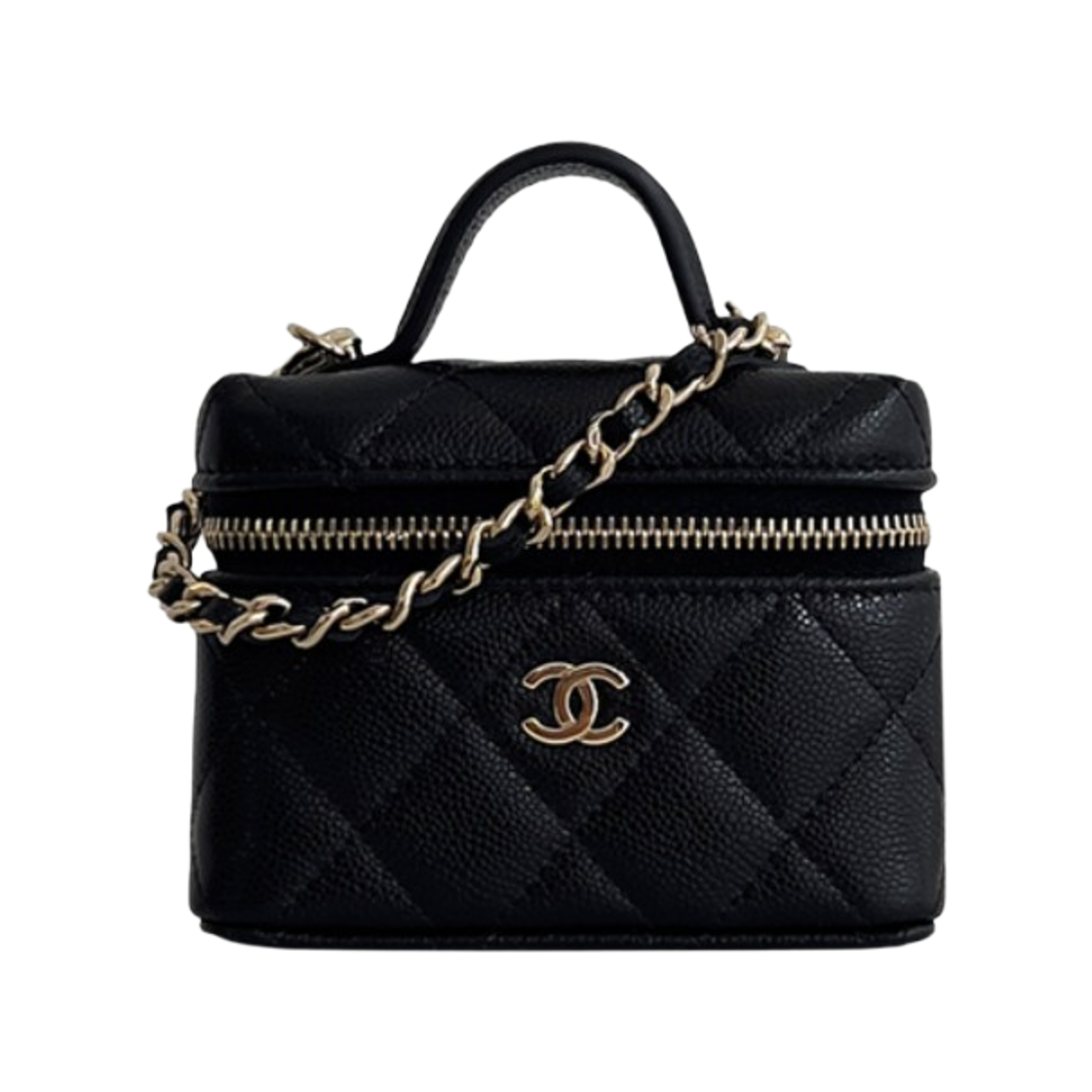 샤넬 클래식 미니백 참 그레인드 샤이니 카프스킨 & 골드 메탈 블랙(Chanel Classic Mini Bag Charm Grained Shiny Calfskin & Gold Black) - 1