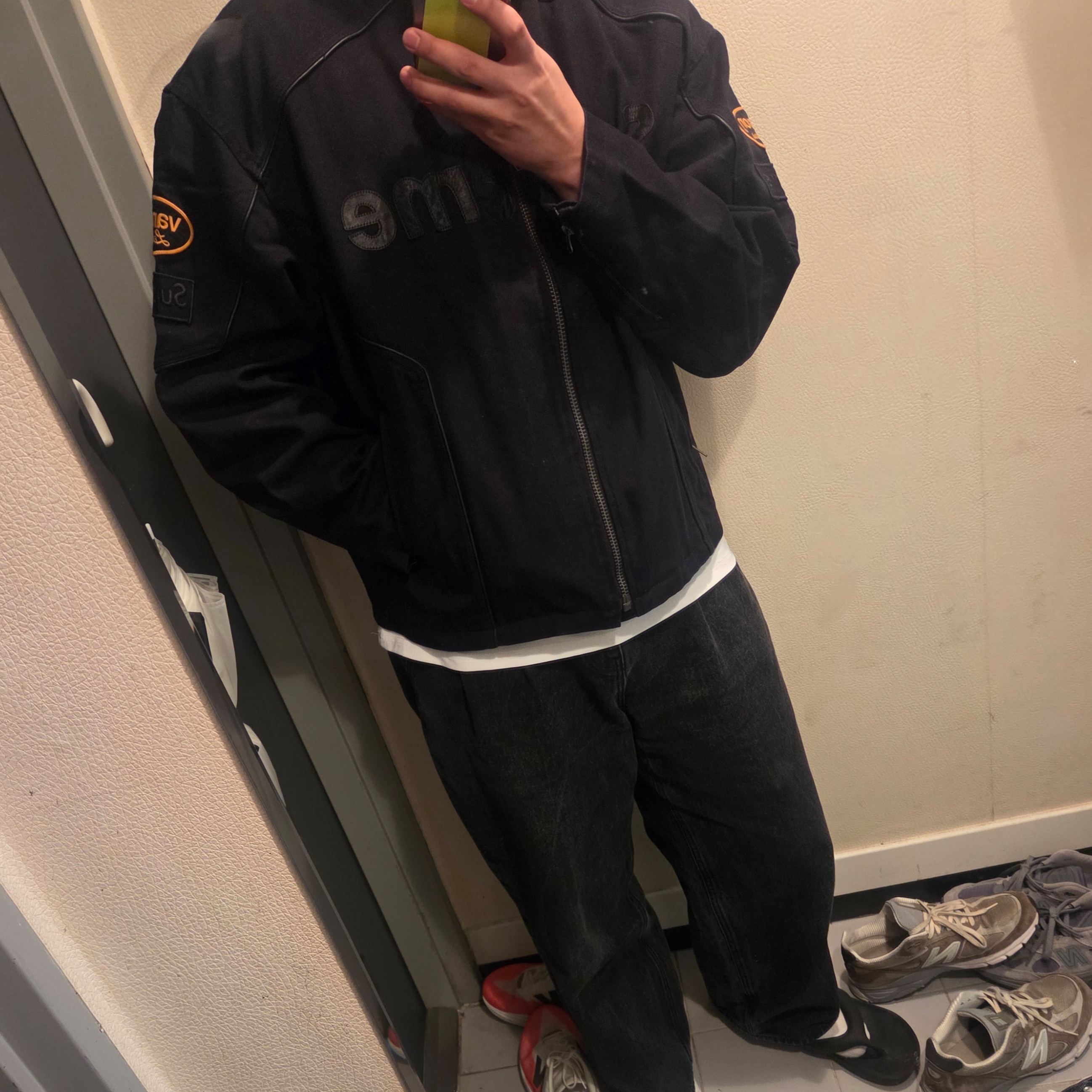 Supreme x Vanson Leathers Cordura Cotton Jacket Black - 25SS, New Balance x Aime Leon Dore 990v4 Made in USA True Camo Beige 착용 스타일 - 2