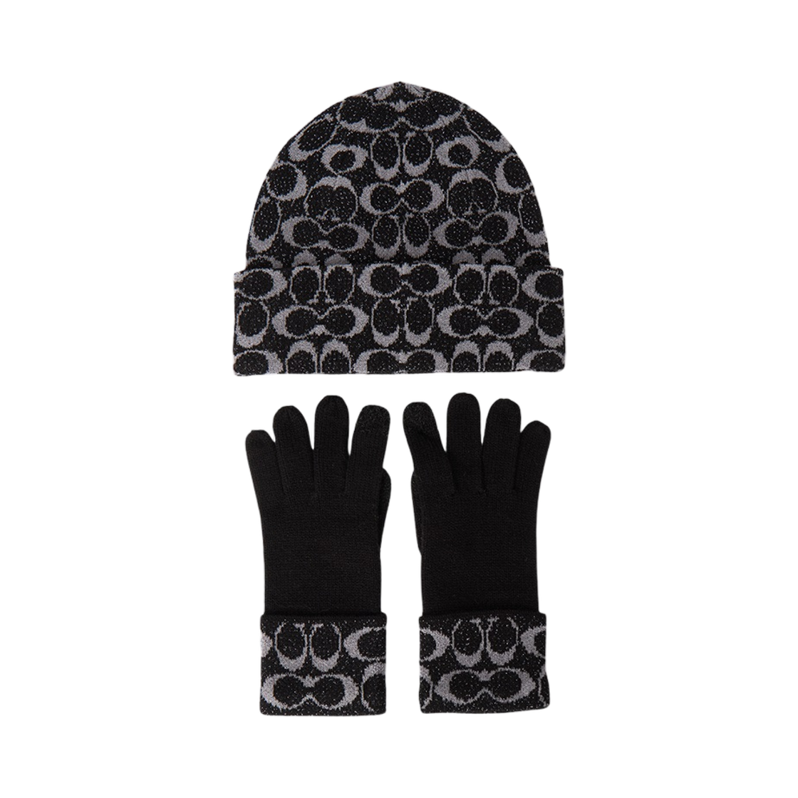 (W) 코치 글러브 비니 세트 블랙((W) Coach Gloves Beanie Set Black)