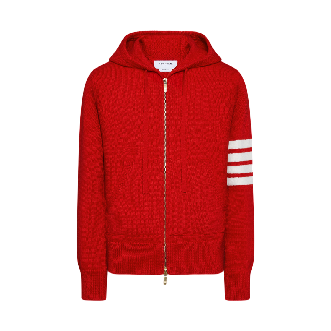톰브라운 헥터 인타르시아 메리노 집업 후드 레드(Thom Browne Hector Intarsia Merino Zip Up Hoodie Red) - 1