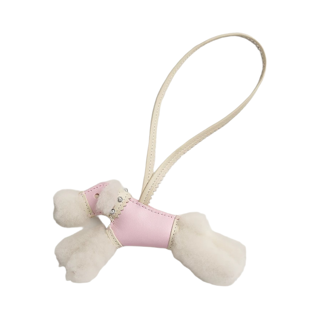 H086723CKAE Hermes Budy Charm Merino Wool Milo & Ecru Rose Darling Craie