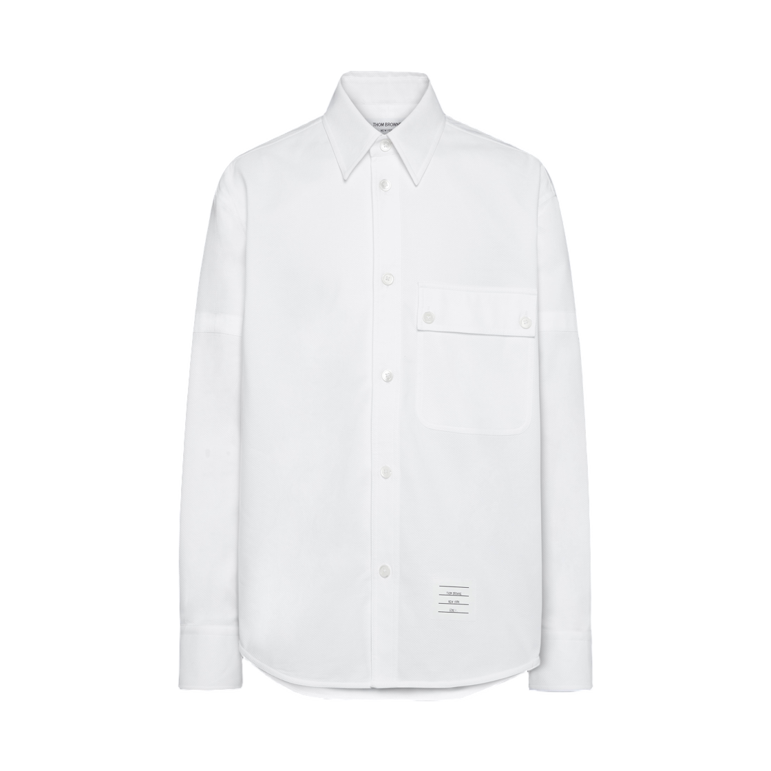 톰브라운 오피크 더블 니들 암밴드 오버사이즈 셔츠 화이트(Thom Browne Opique Double Needle Armband Oversized Shirt White)