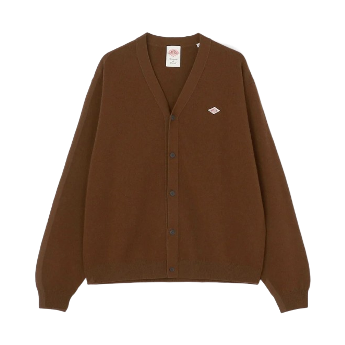 단톤 램스울 브이 넥 니트 가디건 초콜릿(Danton Lambswool V Neck Knit Cardigan Chocolate)