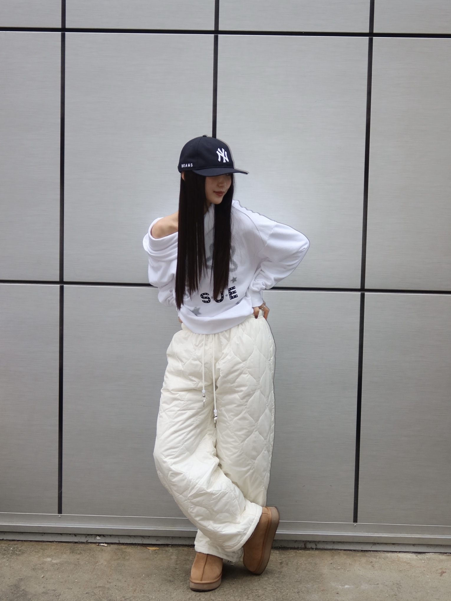 New Era x Beams New York Yankees 9FIFTY Retro Crown Cap Navy 착용 스타일