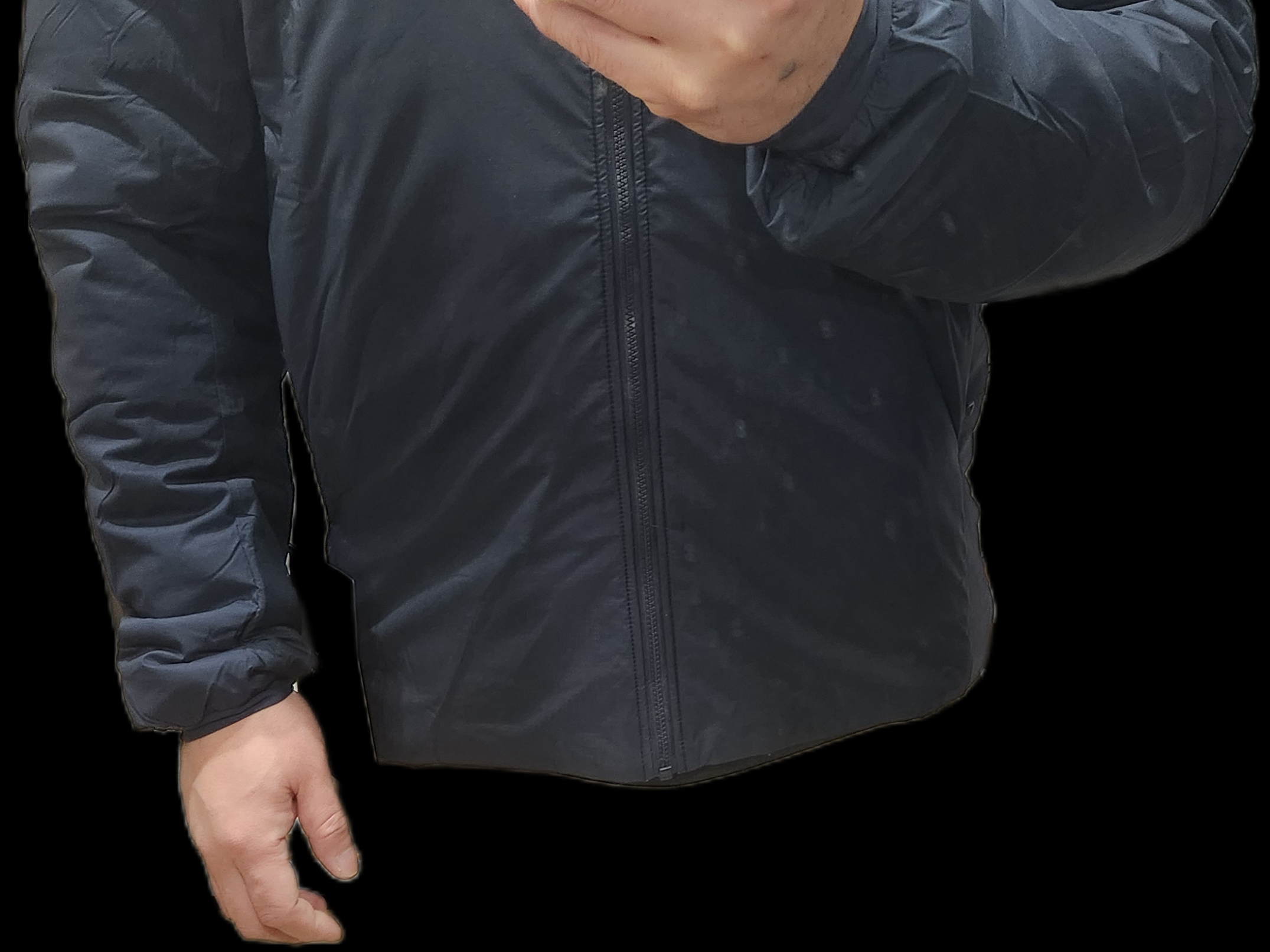 Arc'teryx Atom SV Hoody Black, Arc'teryx Atom SV Hoody Black Sapphire 착용 스타일 - 2