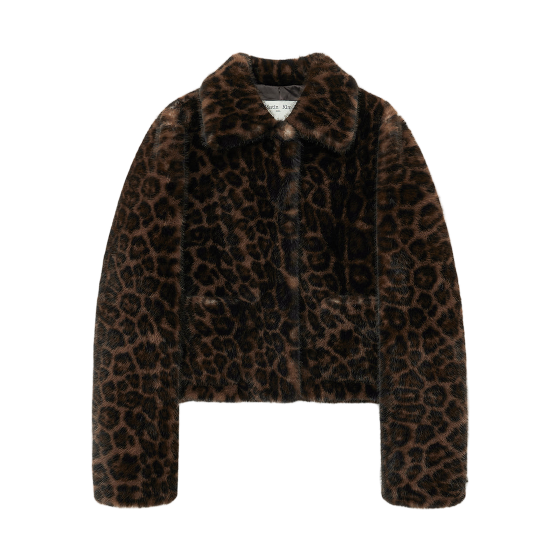 (W) 마뗑킴 레오파드 퍼 크롭 자켓 브라운((W) Matin Kim Leopard Fur Crop Jacket In Brown)