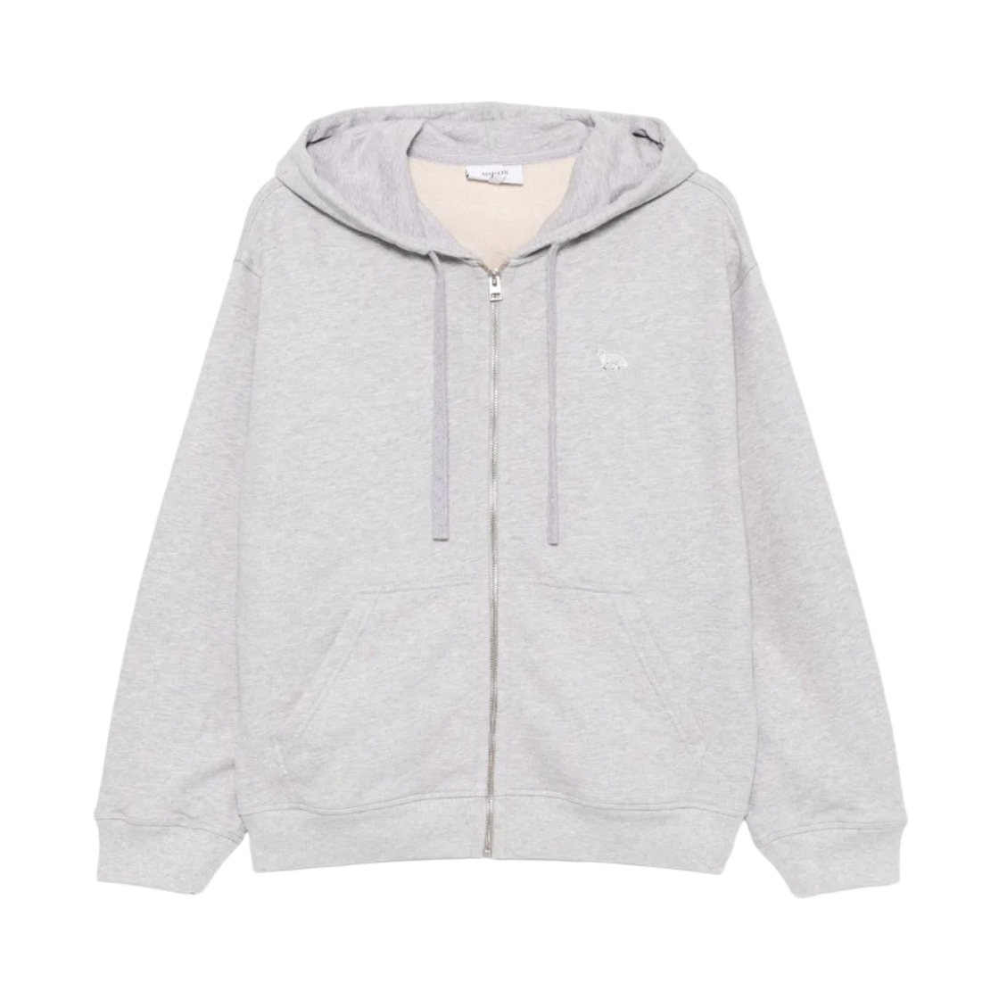 (W) 메종 키츠네 베이비 폭스 집업 후드 그레이 멜란지((W) Maison Kitsune Baby Fox Zipped Hoodie Grey Melange)