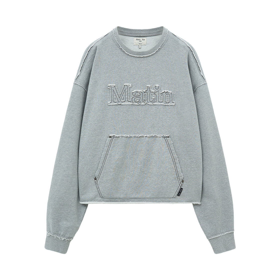 MK259OMT008MGY Matin Kim Raw Cut Applique Sweatshirt In Grey