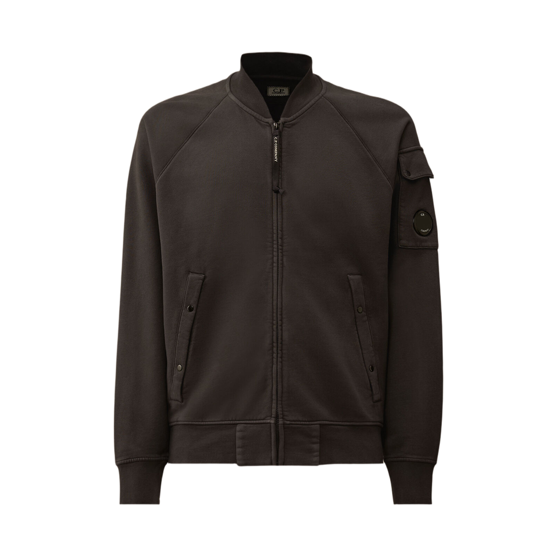 19CMSS205A006372G978 C.P. Company Brushed and Emerized Diagonal Fleece Bomber Full Zip Sweatshirt Dark Shadow Grey - 25FW