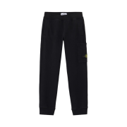 (Kids) Stone Island 6200001 Organic Cotton Fleece Joggers With Pockets And Elasticated Waistband Black - 25FW