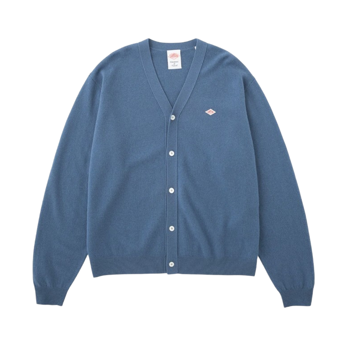 단톤 램스울 브이 넥 니트 가디건 블루 그레이(Danton Lambswool V Neck Knit Cardigan Blue Grey)