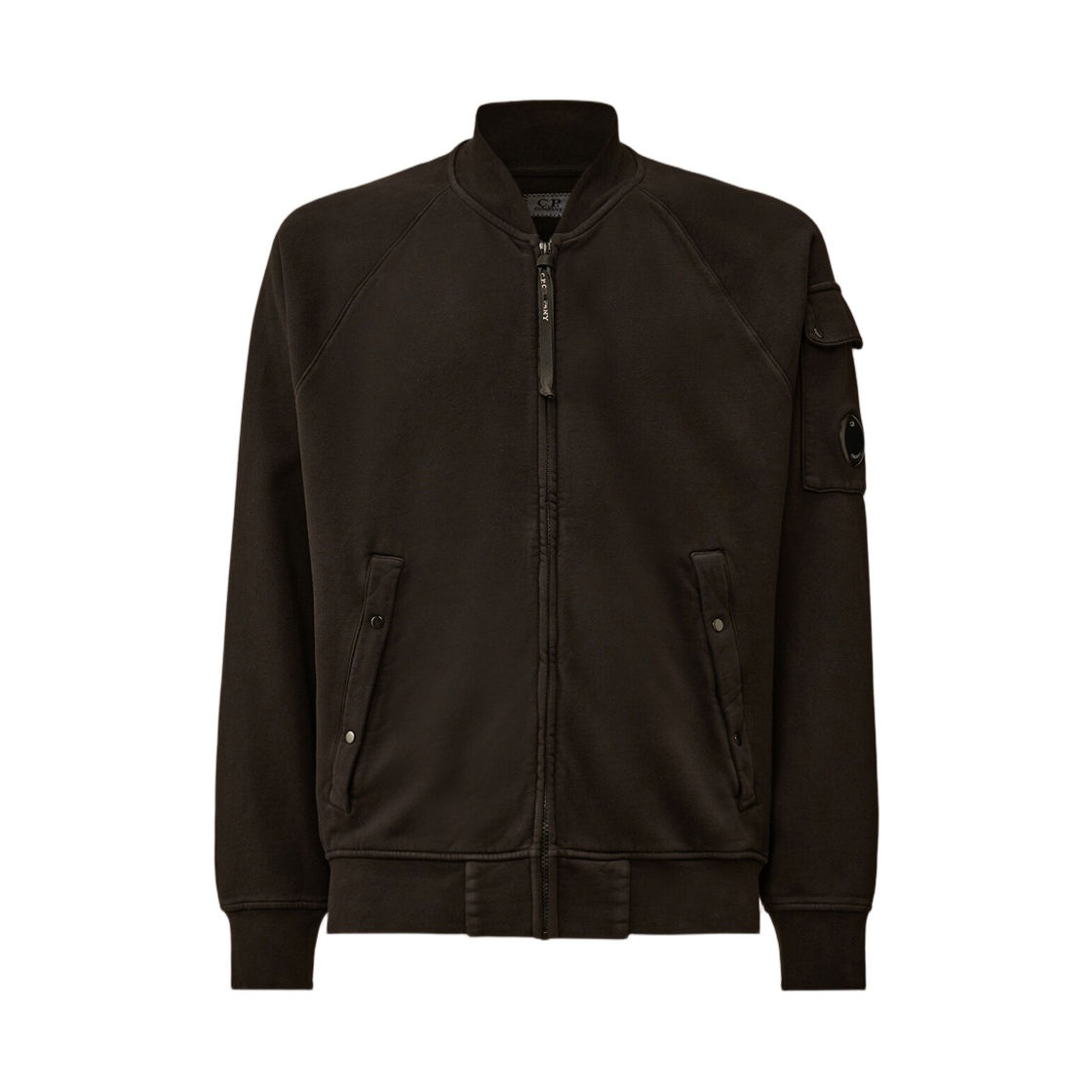 19CMSS205A006372G999 C.P. Company Brushed and Emerized Diagonal Fleece Bomber Full Zip Sweatshirt Black - 25FW