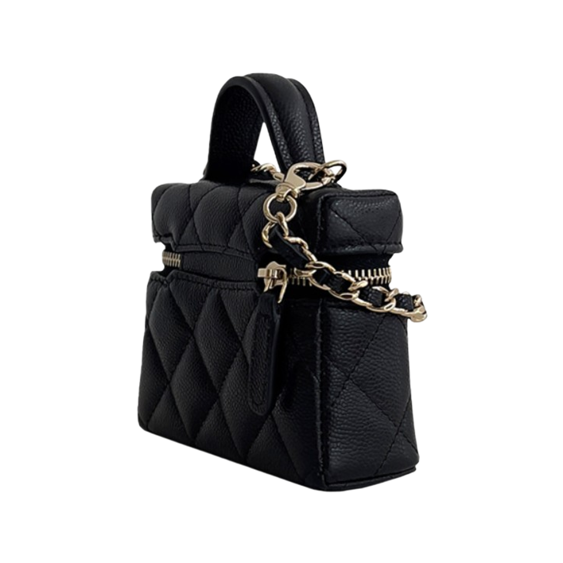 샤넬 클래식 미니백 참 그레인드 샤이니 카프스킨 & 골드 메탈 블랙(Chanel Classic Mini Bag Charm Grained Shiny Calfskin & Gold Black) - 2