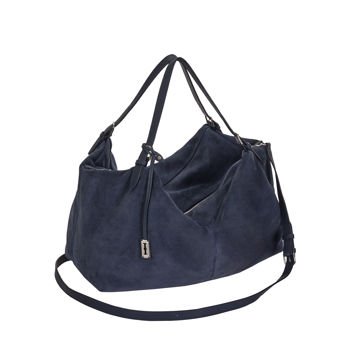 분크 원일레븐 퍼커 스웨이드 토트 라지 고스네이비(vunque One Eleven Pucker Suede Tote L Goth Navy)