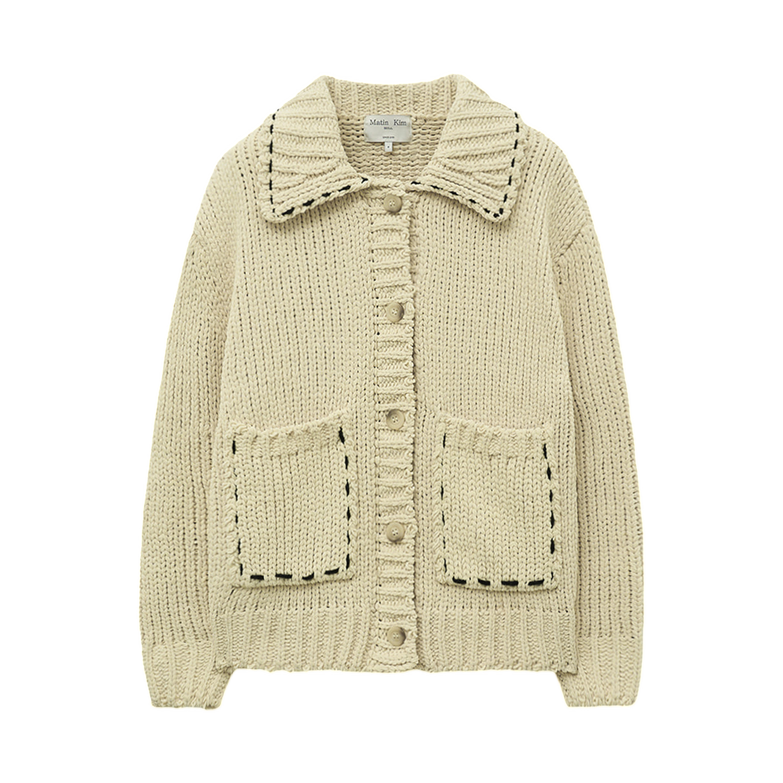 마뗑킴 핸드메이드 칼라 니트 가디건 버터(Matin Kim Handmade Collar Knit Cardigan In Butter)