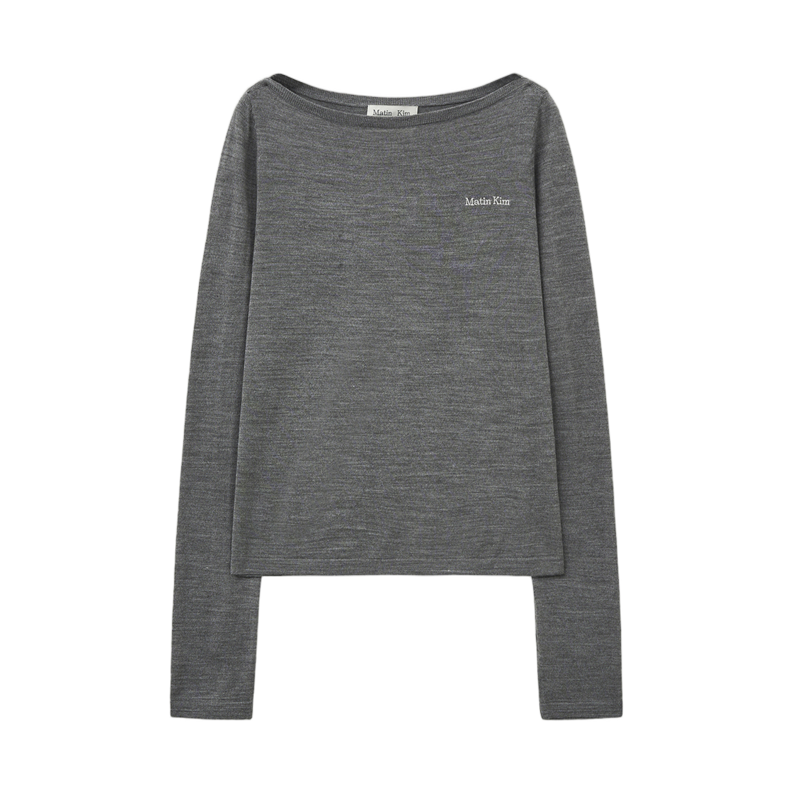 MK259OPO037MGY (W) Matin Kim Essential Boat Neck Knit Top In Grey