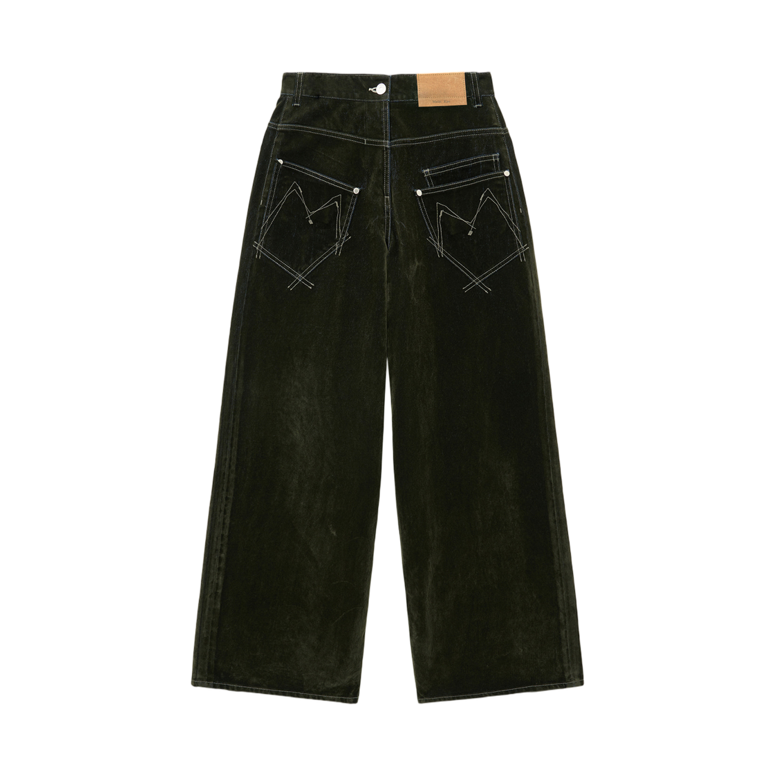 MK259ODN038MKH (W) Matin Kim Reverse Velvet Wide Denim Pants In Khaki
