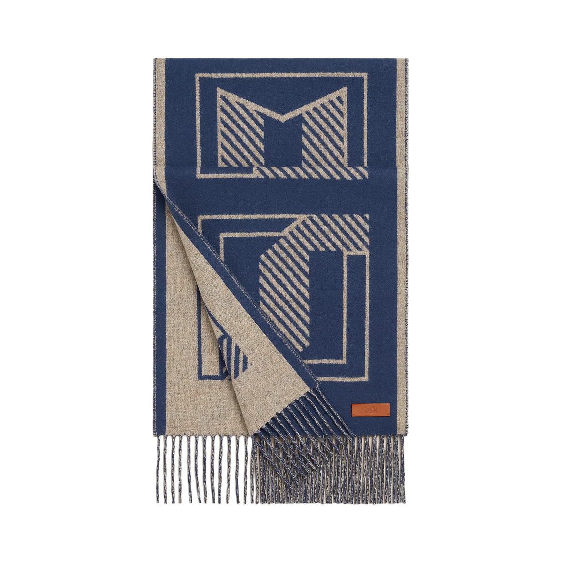 에르메스 카작 레트르 오 까레 머플러 캐시미어 잉크 베쥬 신(Hermes Casaque Lettres au Carre Muffler Cashmere Encre Beige Chine) - 1