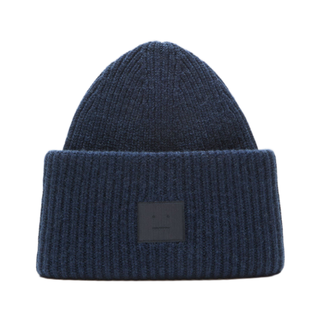 아크네 스튜디오 라지 페이스 로고 비니 야크 네이비 멜란지(Acne Studios Large Face Logo Beanie Yak Navy Melange) - 1