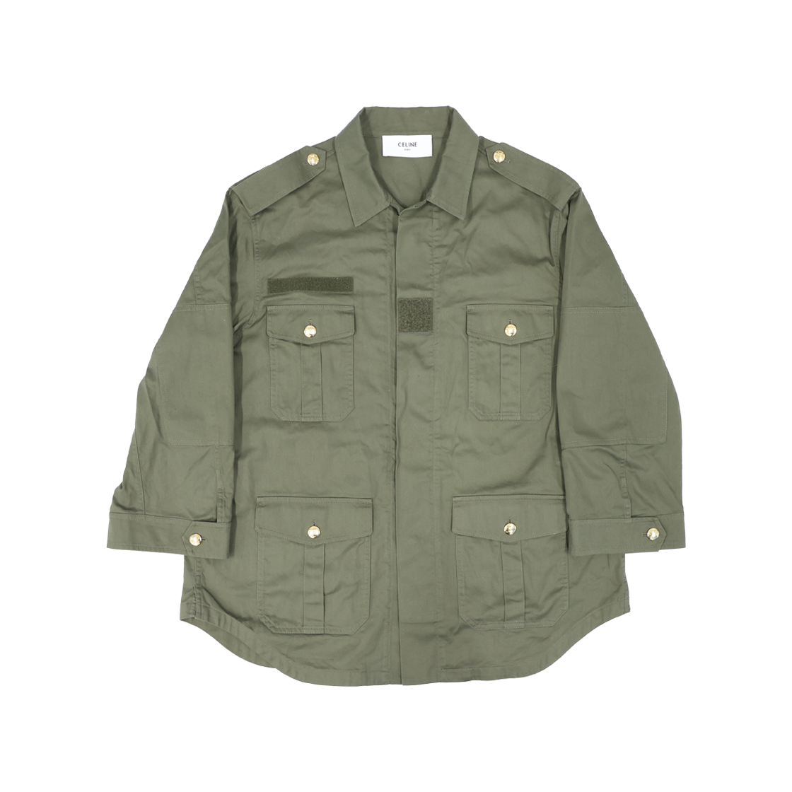 ITF35GPCIBBU Celine Military Shirt in Olive 2W945106K