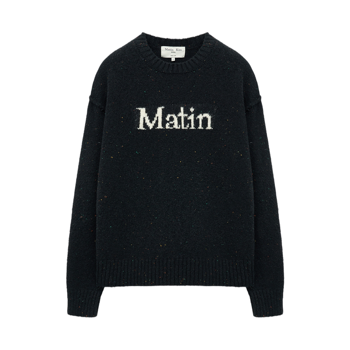 MK259OPO038MDV Matin Kim Matin Mixed Yarn Knit Pullover In Dark Navy