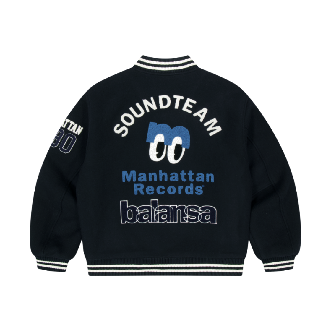 맨하탄 레코즈 x 발란사 바시티 자켓 - 네이비