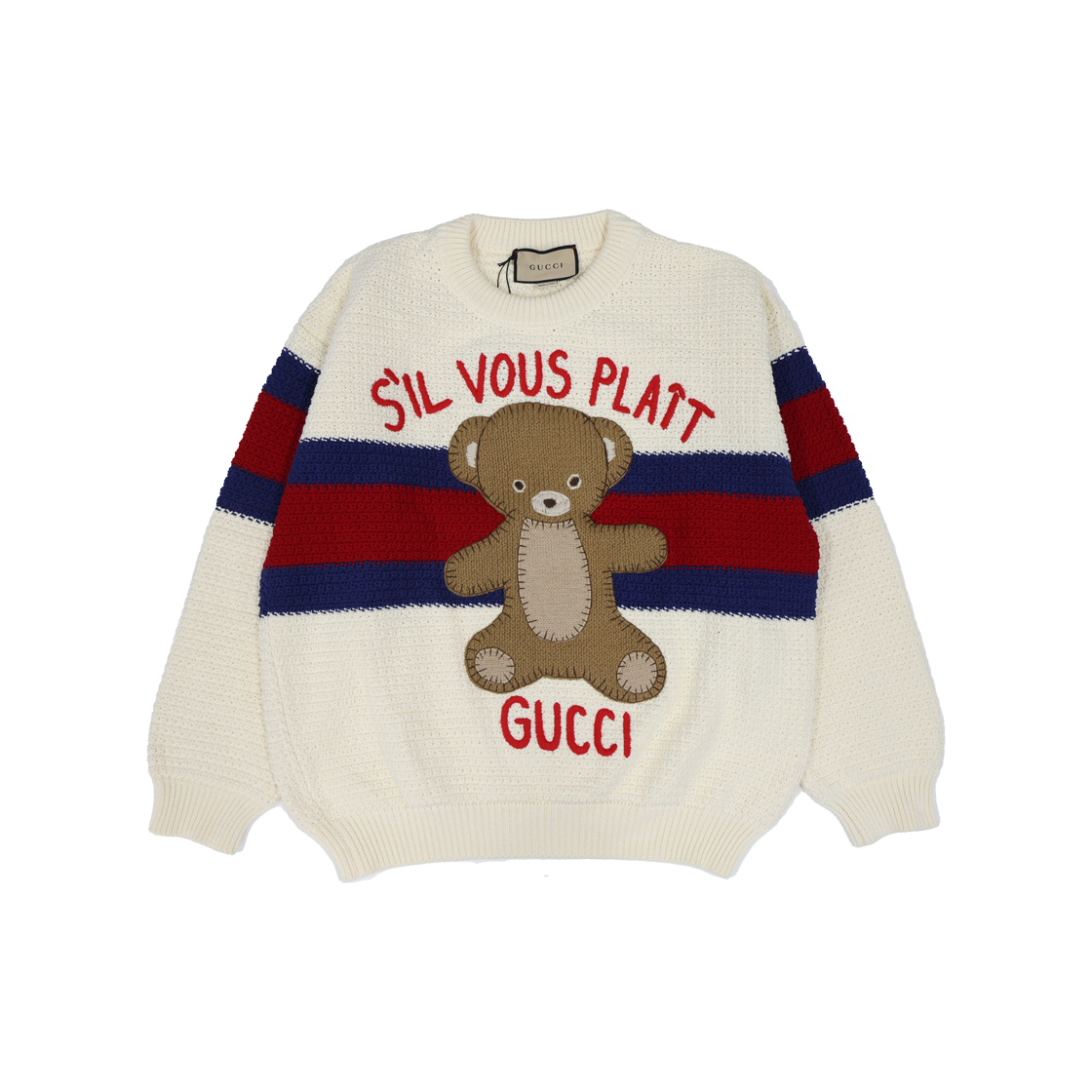 ITGJWN9VO22H Gucci Teddy Bear Knit Sweater 741907