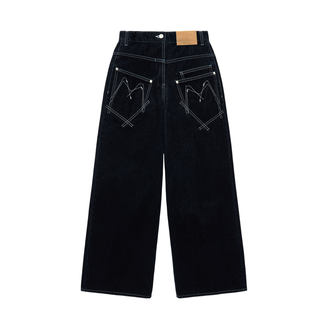 MK259ODN038MNA (W) Matin Kim Reverse Velvet Wide Denim Pants In Navy